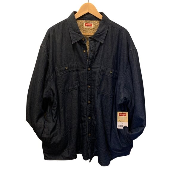 Wrangler Men's Sherpa-Lined Denim Shirt Jacket Button-Down Sz XL VTG Old Stock - Picture 3 of 12